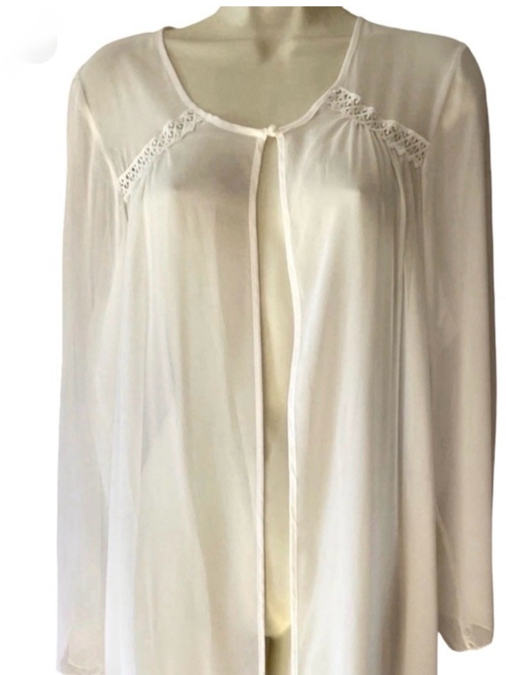 Madison Studio Vintage Sheer Peignoir Robe White Size S / M - Picture 2 of 8